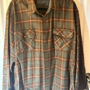 David Taylor Green and Brown Plaid Shirt